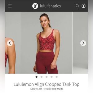 Lululemon Athletica Red Leaf Print Align Tank 8